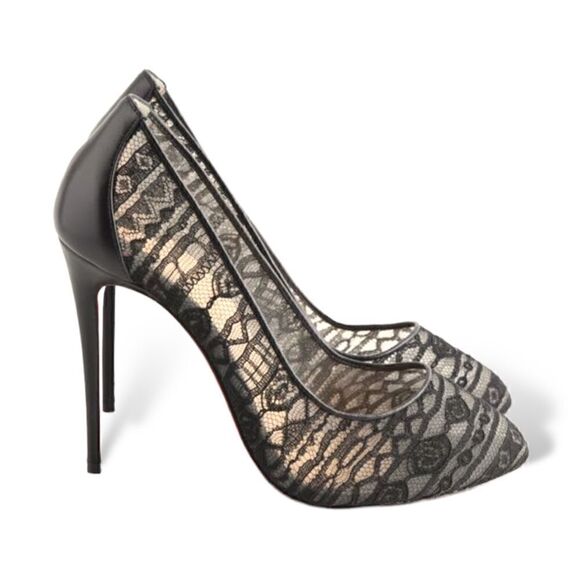 Christian Louboutin Black Dorissima Lace 100 Dentelle Pumps |Size: 38| - Picture 7 of 14